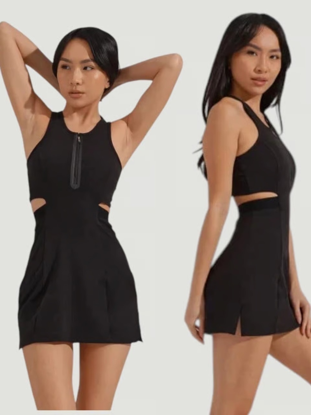 Buffbunny Courtside Zip Dress Onyx Black S Athletic Mini Cutout Racerback